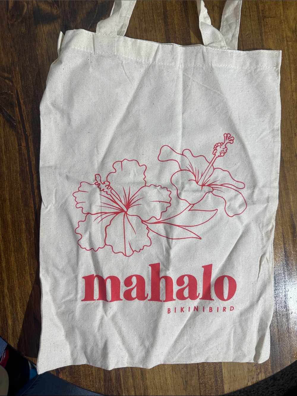 Mahalo Canvas Tote with Pink Floral Print